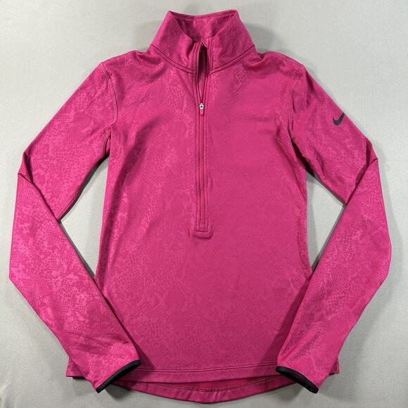 Nike Pro Dri Fit 1/4 Zip Pullover Women's Size Small Fitted Pink Athletic - Picture 1 of 7
